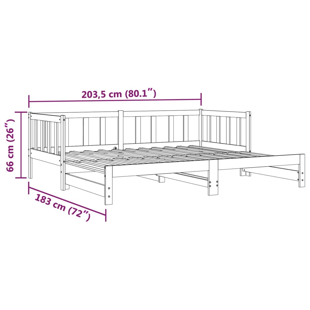 Bett Tagesbett ausziehbar Gästebett Doppelbett 2x90x200cm Platzwunder Kieferholz