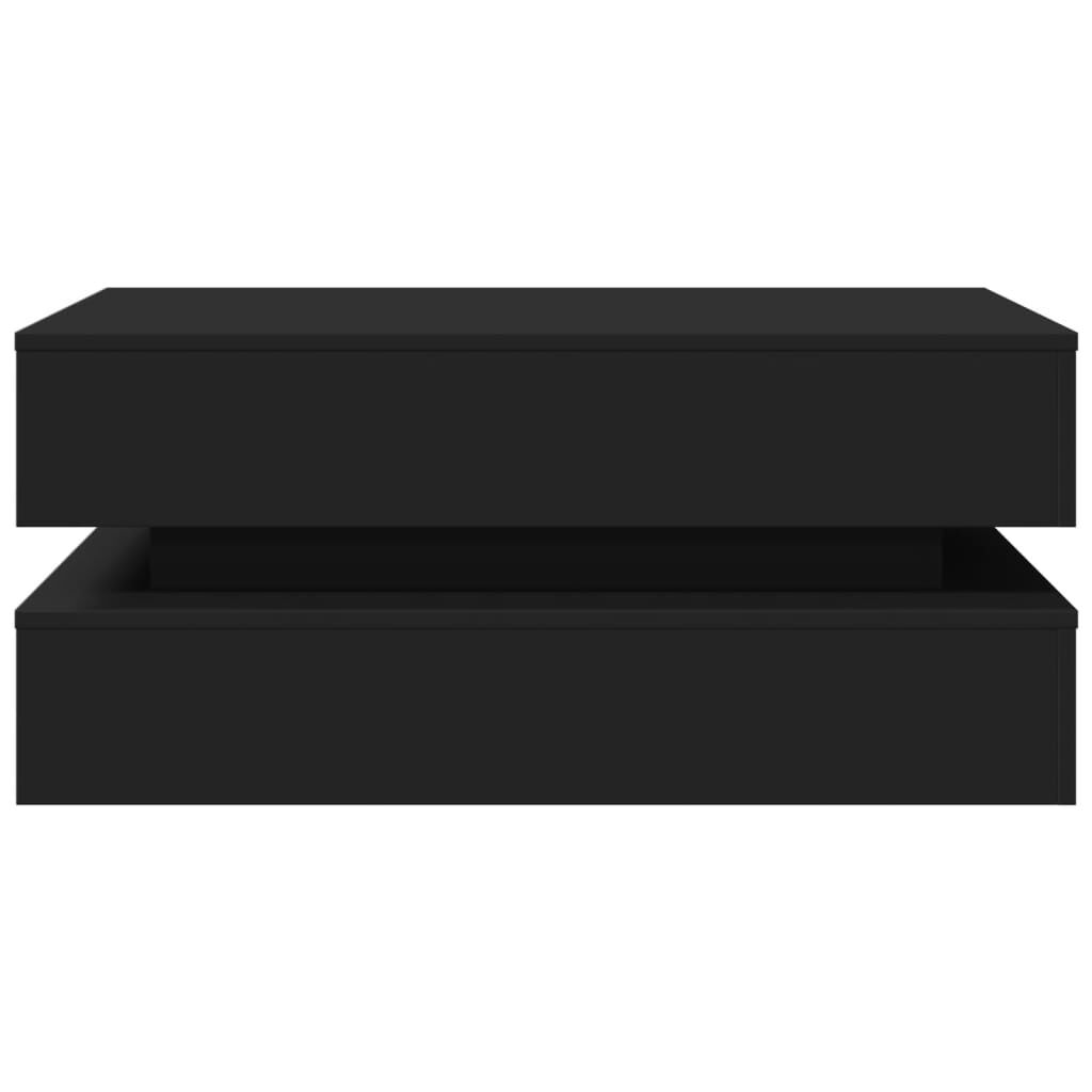 Couchtisch Wohnzimmertisch Schwarz 90x50x40 cm mit LED Beleuchtung modern Couchtisch Wohnzimmertisch Schwarz 90x50x40 cm mit LED Beleuchtung modern