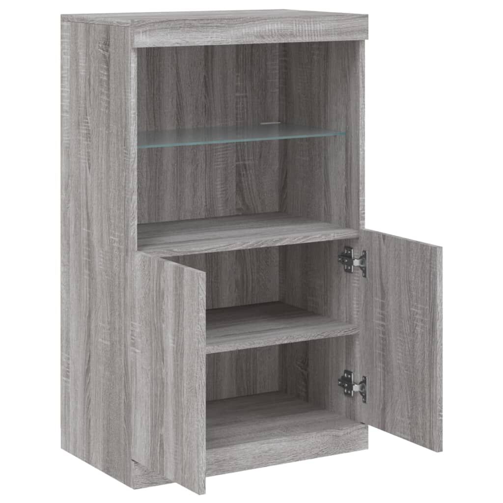 Sideboard Grau Sonoma 60x37x100 cm mit LED Beleuchtung modern gestaltet Sideboard Grau Sonoma 60x37x100 cm mit LED Beleuchtung modern gestaltet