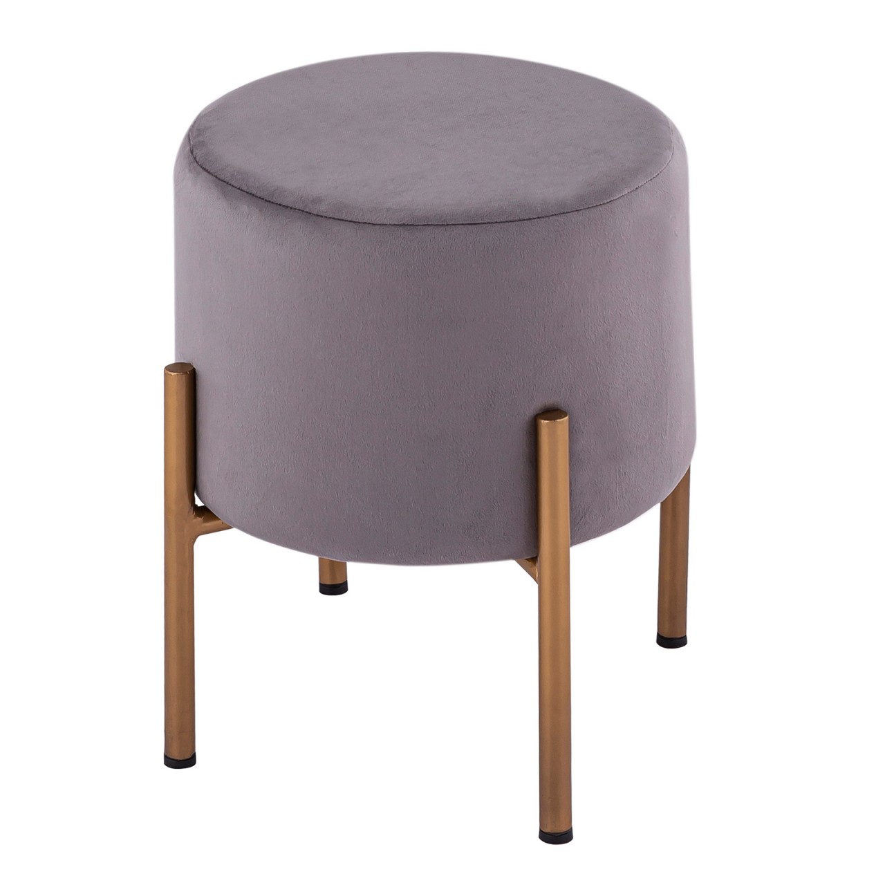 Samt Hocker 2. Wahl Sitzhocker Samt Pouf Ø 32 H 38 cm Sitzpouf Velour mit Füßen rose Eisen gold