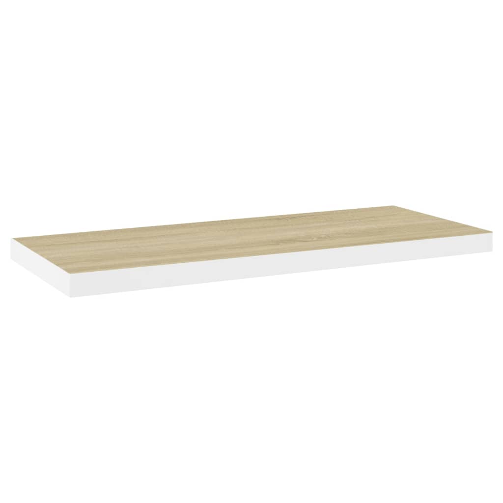 Schwebende Wandregale Eiche Weiß 80x23,5x3,8 cm MDF 2er-Set