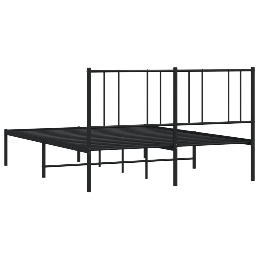 Bettgestell Bettrahmen Einzelbett Bett mit Kopfteil Stahl Schwarz 140x190cm