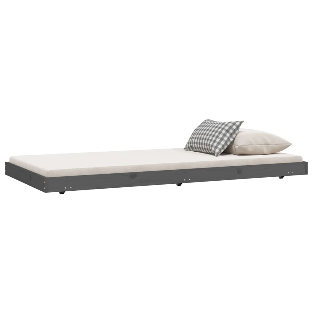 Bettgestell Grau 90x190 cm 3FT Einzelbett Massivholz Kiefer robust modern