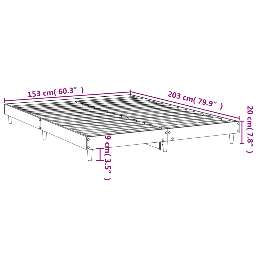 Bettgestell Sonoma-Eiche 150x200 cm Holzwerkstoff modern Doppelbett Schlafzimmer