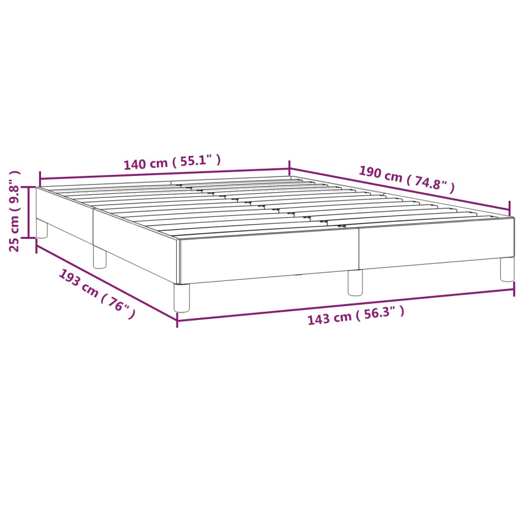 Bettgestell Bettrahmen Einzelbett Lattenrost XL Höhe Creme 25cm 140x190cm Stoff