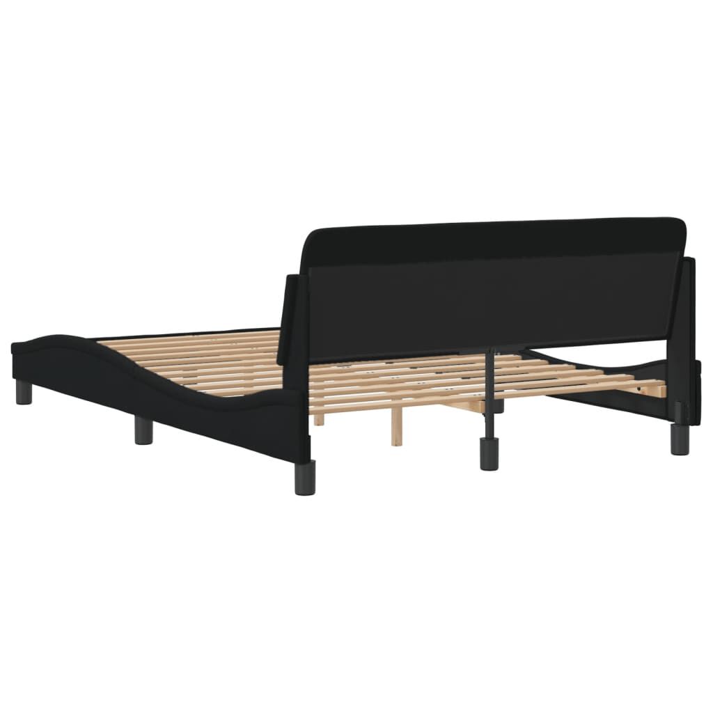 Bettgestell Schwarz 140x190 cm aus Stoff ohne Matratze stabil und modern Bettgestell Schwarz 140x190 cm aus Stoff ohne Matratze stabil und modern
