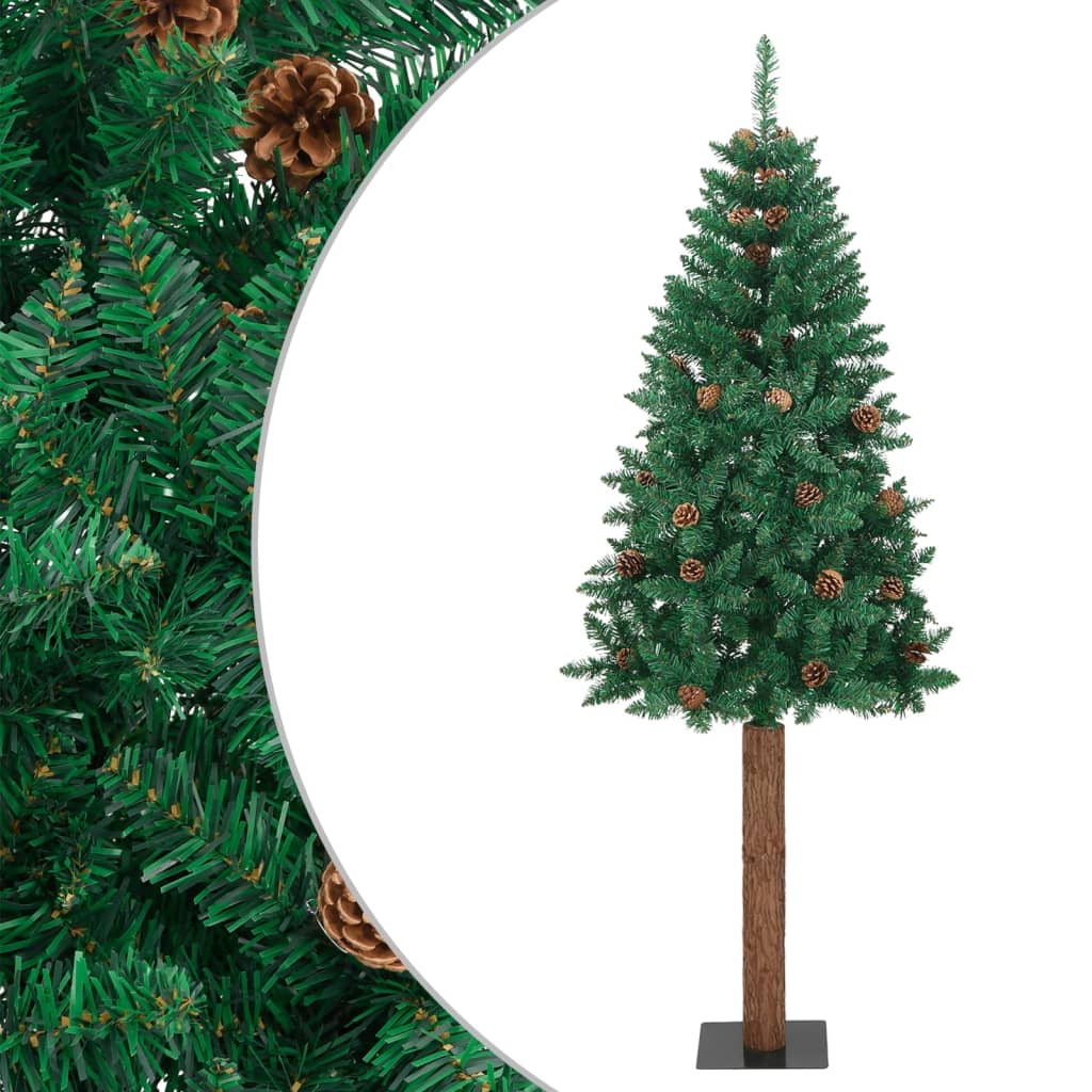 Künstlicher Weihnachtsbaum mit Echtholz, Zapfen Grün 180cm Baum Naturgetreu Künstlicher Weihnachtsbaum mit Echtholz, Zapfen Grün 180cm Baum Naturgetreu