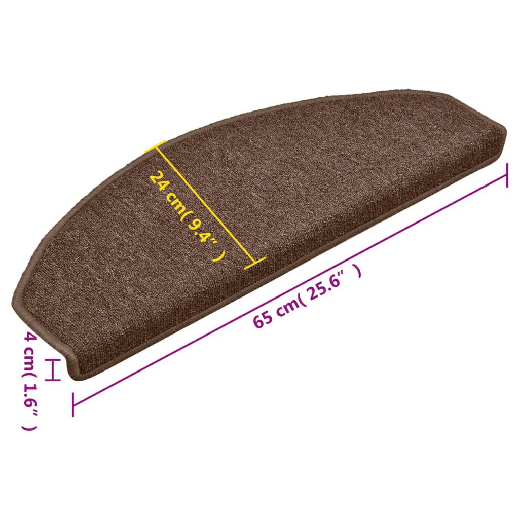 Treppenmatten 15 Stk. Braun 65x24x4 cm