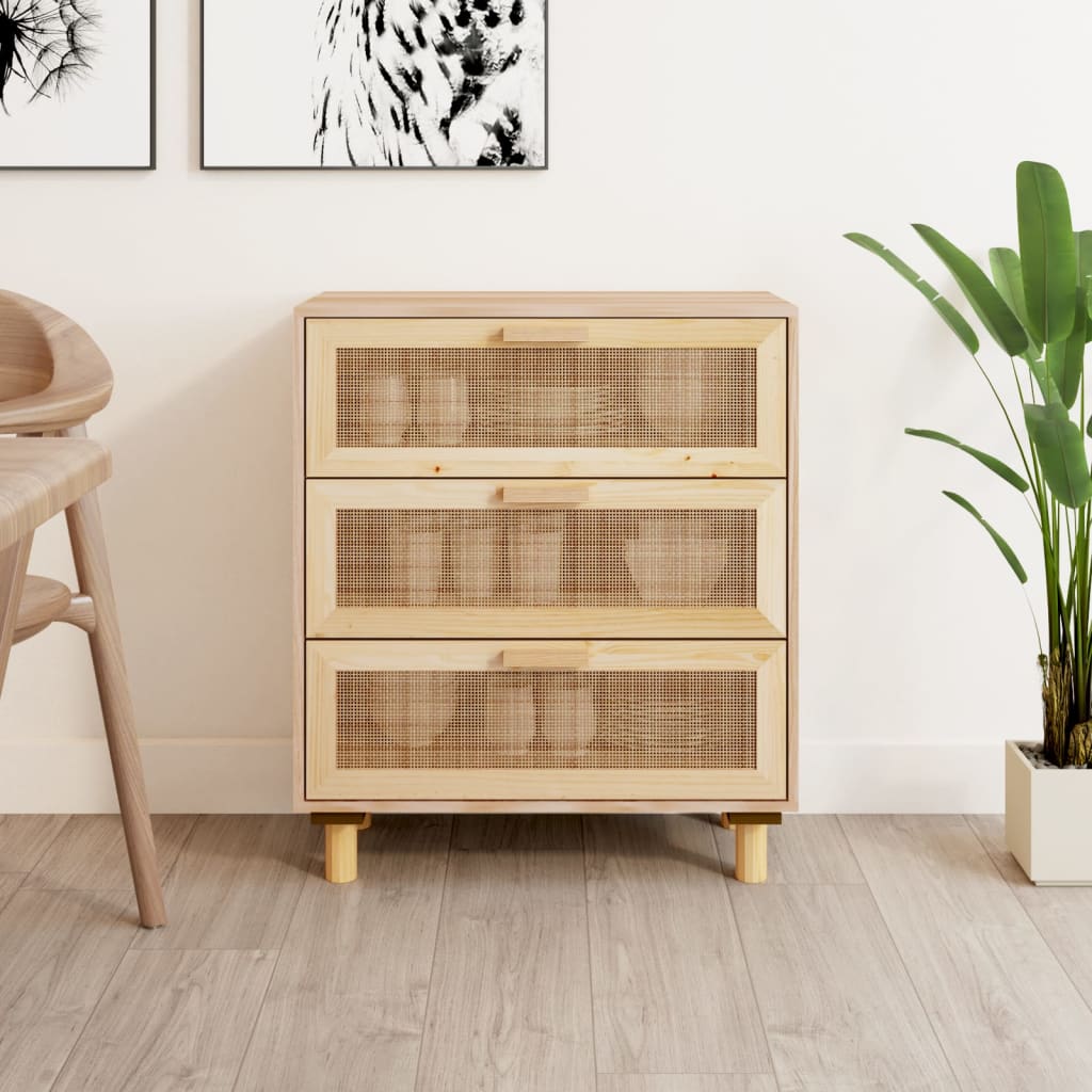 Sideboard Kiefer Rattan Braun 60x30x70 cm