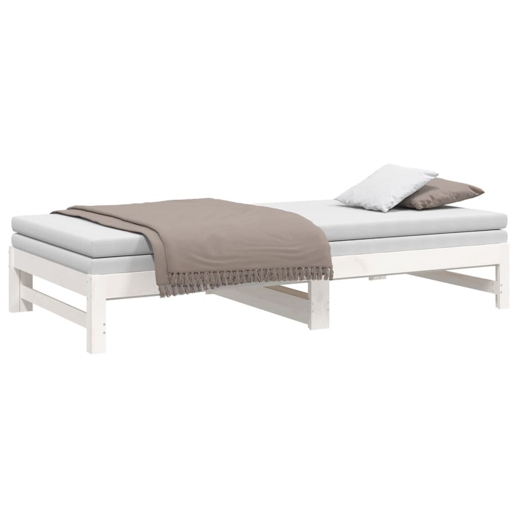 Ausziehbares Tagesbett Weiß Kiefer massiv 2x90x200 cm flexibel und robust Ausziehbares Tagesbett Weiß Kiefer massiv 2x90x200 cm flexibel und robust
