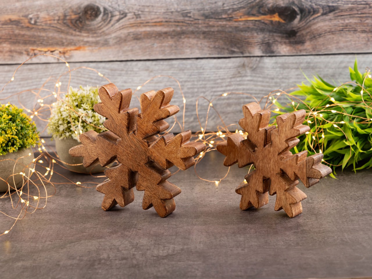 Holzfiguren Schneeflocke 2er Set Dekofigur 18x18cm Weihnachtsdekoration Holzfiguren Schneeflocke 2er Set Dekofigur 18x18cm Weihnachtsdekoration