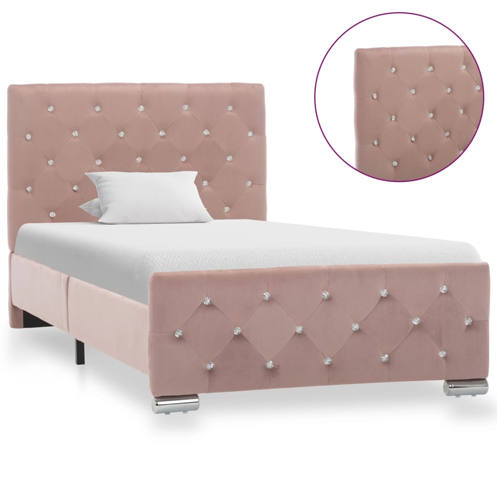 Bettgestell Rosa 90x200 cm Weicher Samt hochwertiger Look Modern stilvoll Bettgestell Rosa 90x200 cm Weicher Samt hochwertiger Look Modern stilvoll