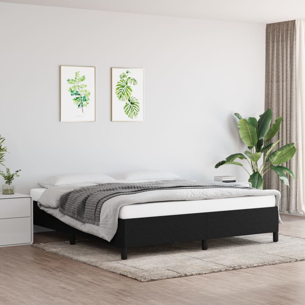 Bettgestell Schwarz 160x200 cm ohne Matratze mit Stoffbezug modern edel Bettgestell Schwarz 160x200 cm ohne Matratze mit Stoffbezug modern edel