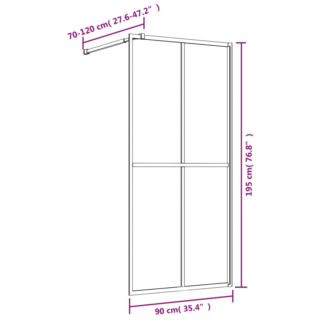 Duschwand begehbar ESG-Glas klar Gold 90x195 cm Dusche