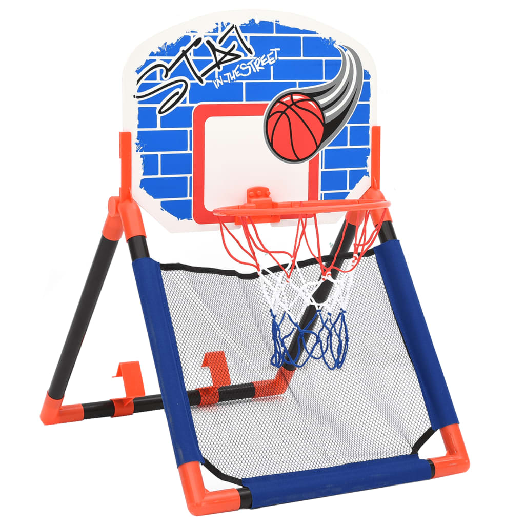 Boden-Basketball-Set mit Kunststoffring, 3-farbigem Netz und Ball, für aktives Spiel und Bewegung, 44x52x66 cm