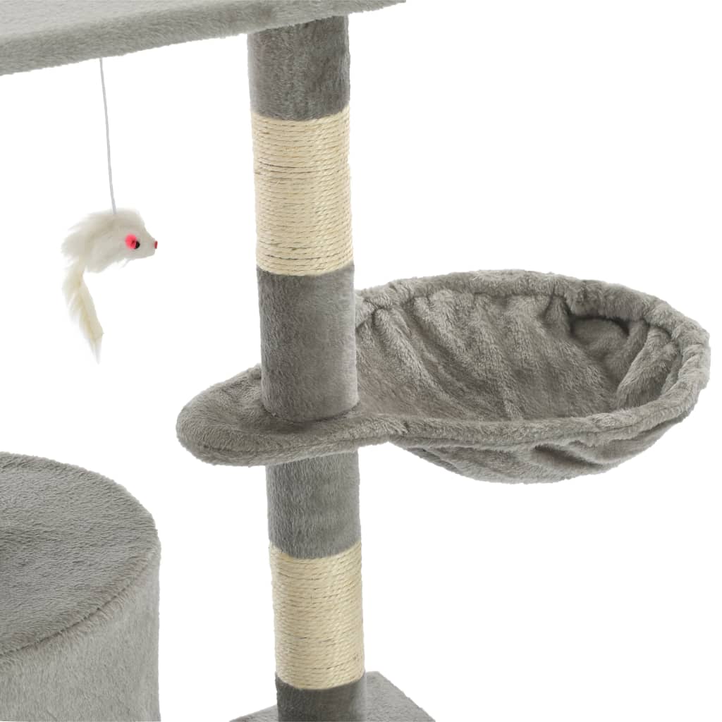 Großer Kratzbaum mit Sisal-Kratzstämmen 138 cm in Grau für Katzen zum Spielen und Entspannen Großer Kratzbaum mit Sisal-Kratzstämmen 138 cm in Grau für Katzen zum Spielen und Entspannen