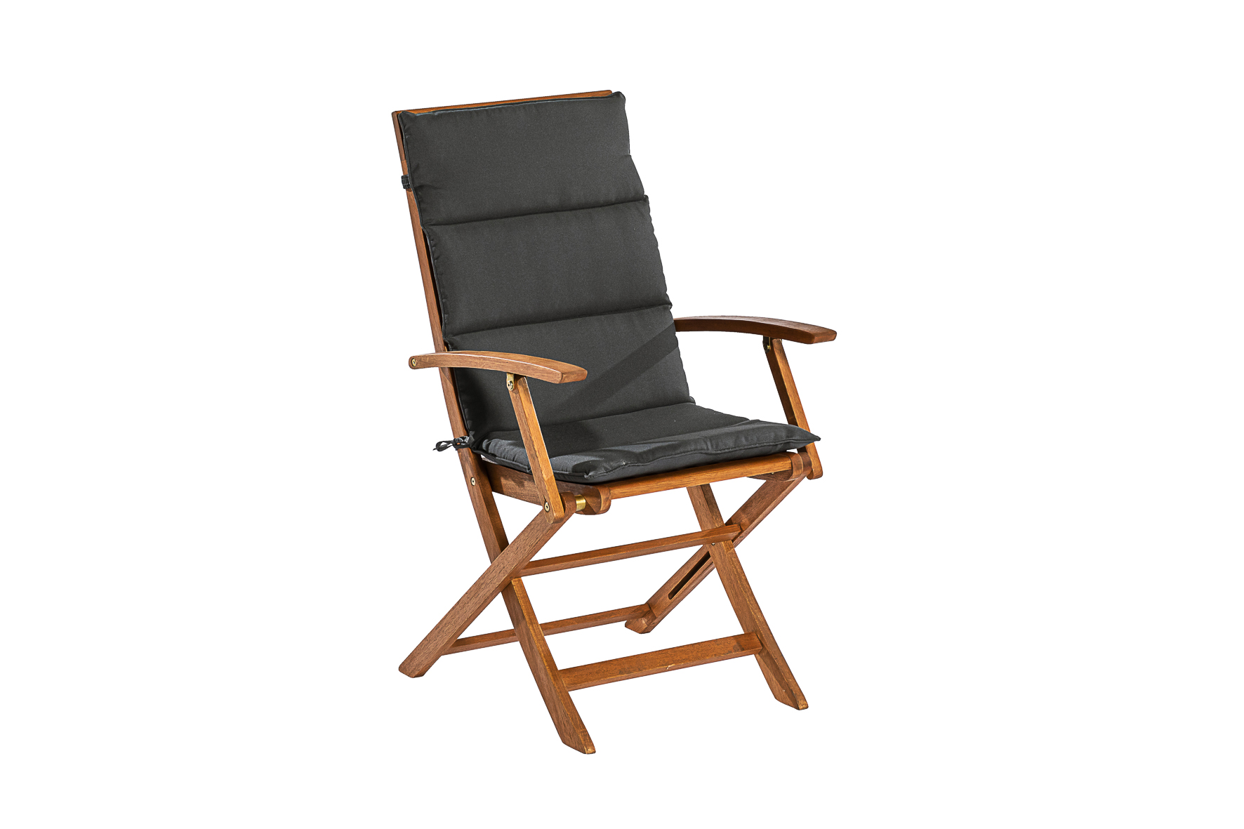 Comodoro Gartenmöbel-Set 5-teilig – 2 Klappsessel mit grauen Auflagen & Klapptisch 70×70 cm aus FSC® Eukalyptusholz