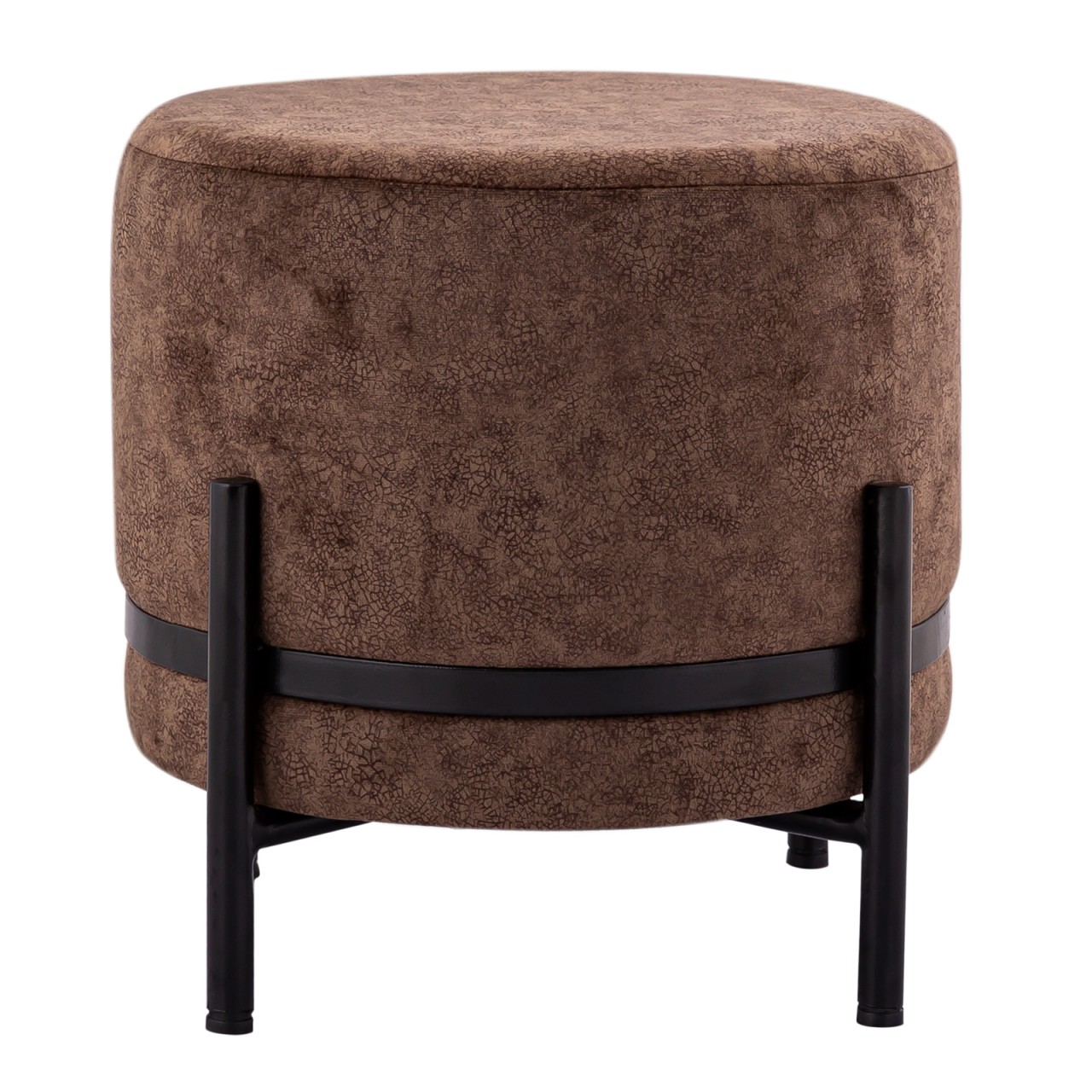 Sitzhocker 2. Wahl Ø 35 H 37 cm Wildleder-Optik Pouf Sitzpouf Sitzpouf mit Eisengestell schwarz matt