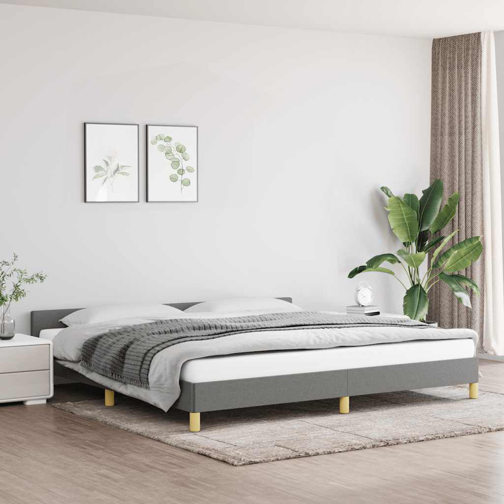 Bettgestell 200x200 cm Dunkelgrau Stoff ohne Matratze modern gestaltet Bettgestell 200x200 cm Dunkelgrau Stoff ohne Matratze modern gestaltet