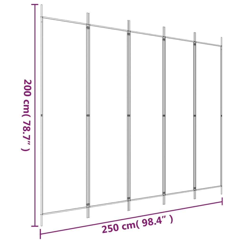 Raumteiler Anthrazit 5-teilig Stoff 250x200 cm