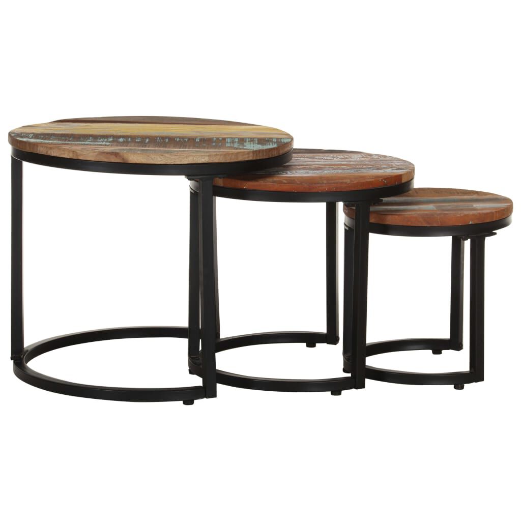 Beistelltische 3er Set aus massivem Altholz rustikal modern für Wohnzimmer