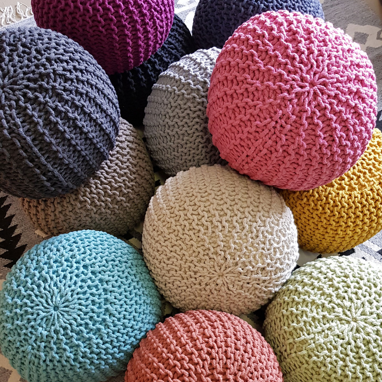 Strickhocker Pouf Ø 45 H 30 cm cm Sitzpouf Strick Bodenkissen Strickhocker Pouf Ø 45 H 30 cm cm Sitzpouf Strick Bodenkissen