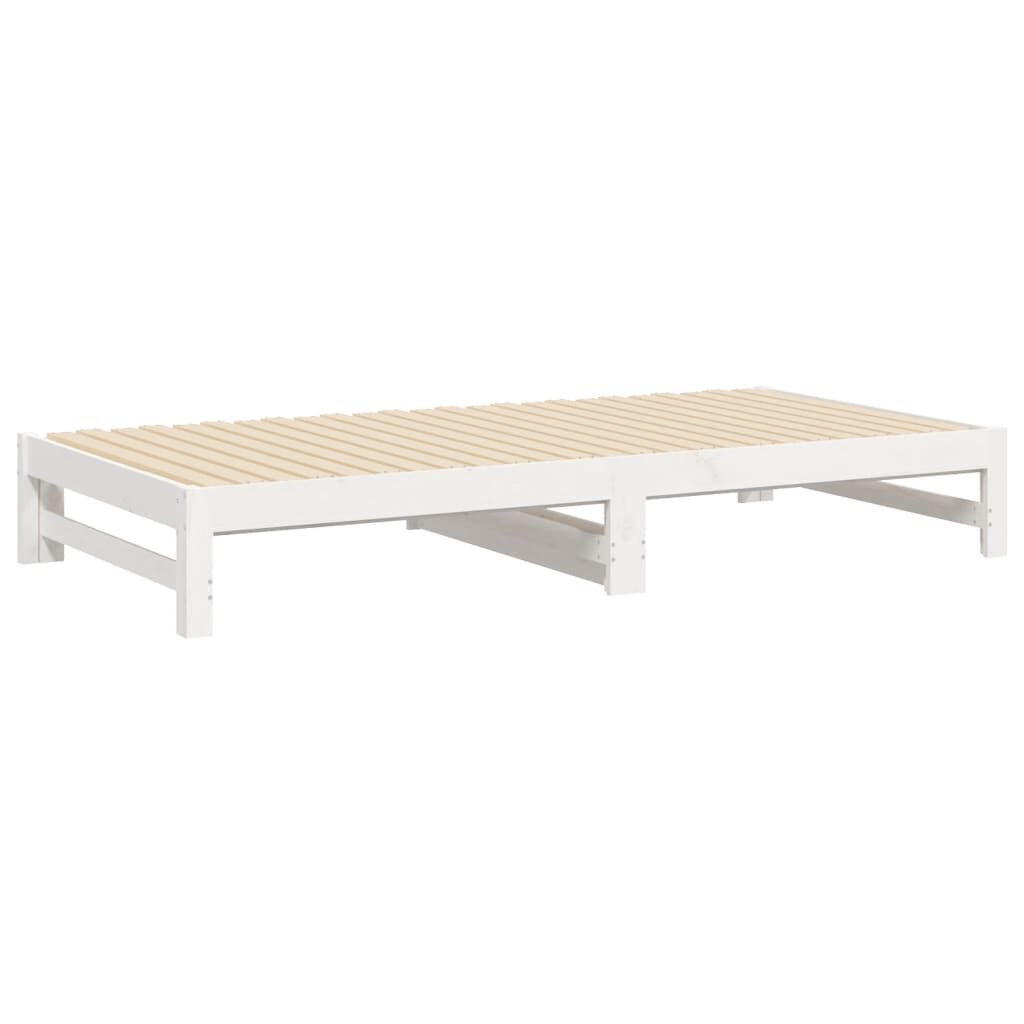 Ausziehbares Tagesbett Weiß Kiefer massiv 2x90x200 cm flexibel und robust Ausziehbares Tagesbett Weiß Kiefer massiv 2x90x200 cm flexibel und robust
