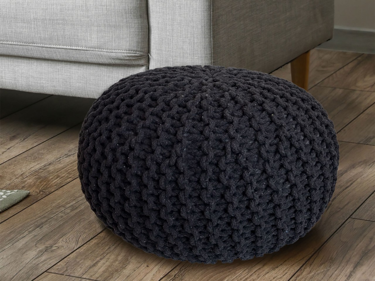 Pouf Ø 55 H 37 H 37 Strickhocker Sitzpouf Bodenkissen nachhaltig Pouf Ø 55 H 37 H 37 Strickhocker Sitzpouf Bodenkissen nachhaltig