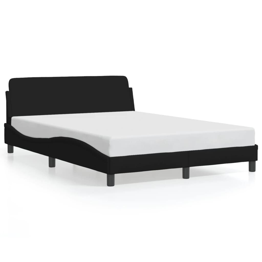 Bettgestell Schwarz 140x190 cm aus Stoff ohne Matratze stabil und modern Bettgestell Schwarz 140x190 cm aus Stoff ohne Matratze stabil und modern