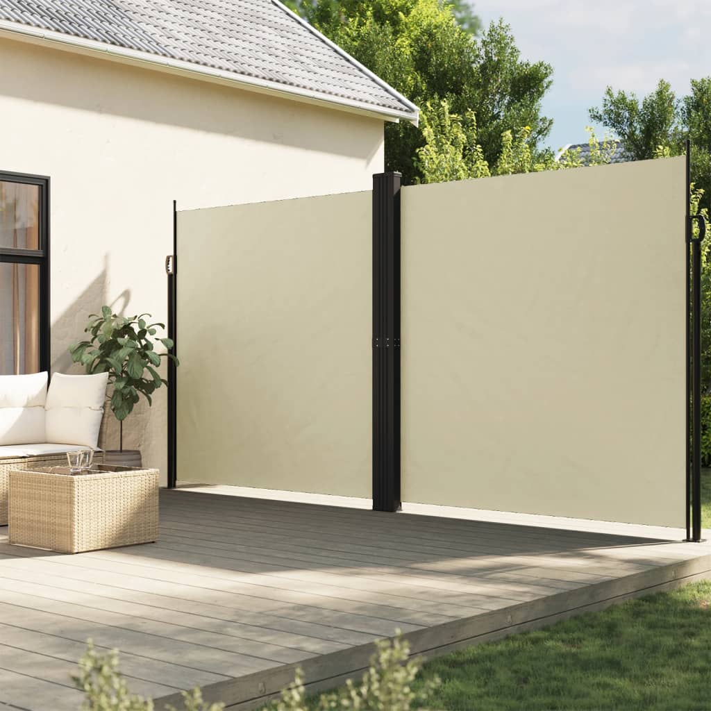 Ausziehbare Seitenmarkise Creme 200x600 cm Sonnenschutz Windschutz Terrasse