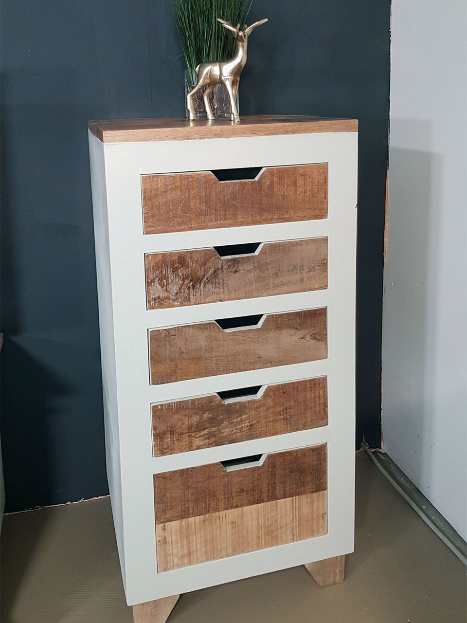 Schubladen Kommode B 40 H 92 cm Schubkastenturm Anrichte Sideboard California weiß Mangoholz Schubladen Kommode B 40 H 92 cm Schubkastenturm Anrichte Sideboard California weiß Mangoholz
