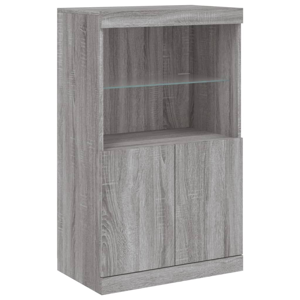 Sideboard Grau Sonoma 60x37x100 cm mit LED Beleuchtung modern gestaltet Sideboard Grau Sonoma 60x37x100 cm mit LED Beleuchtung modern gestaltet