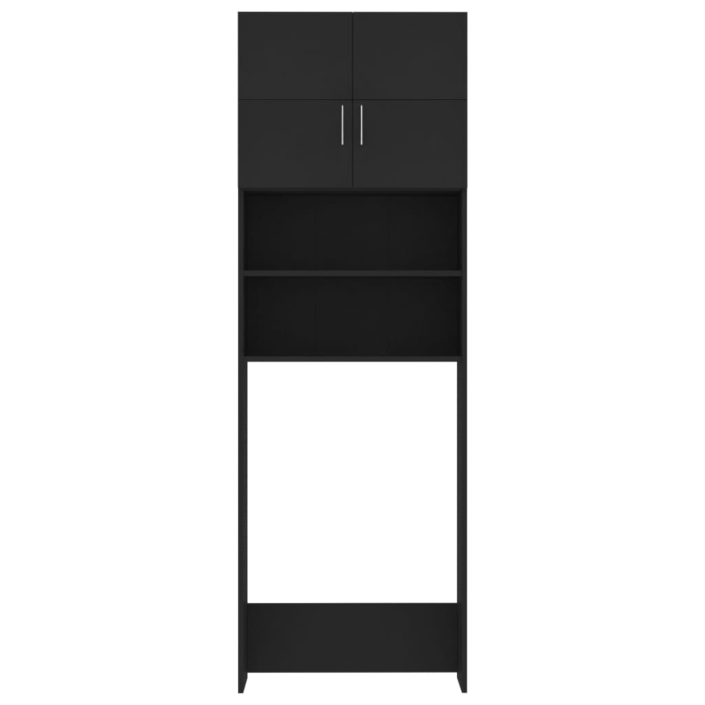 Waschmaschinenschrank Schwarz 64x25,5x190 cm Hochschrank Aufbewahrungsschrank Badschrank Stauraum Waschmaschinenregal