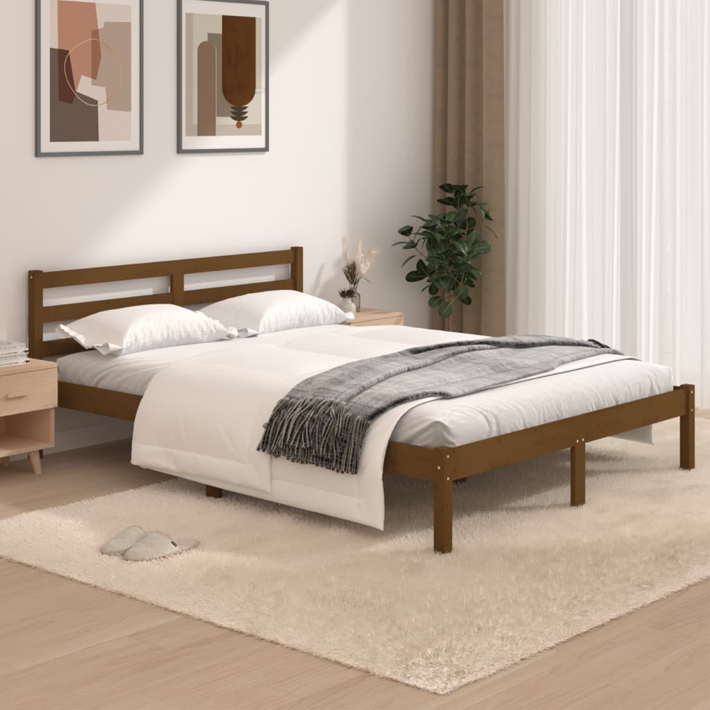 Bettgestell Einzelbett XL Massivholz Kiefer Honigbraun 120x190cm Doppelbett 