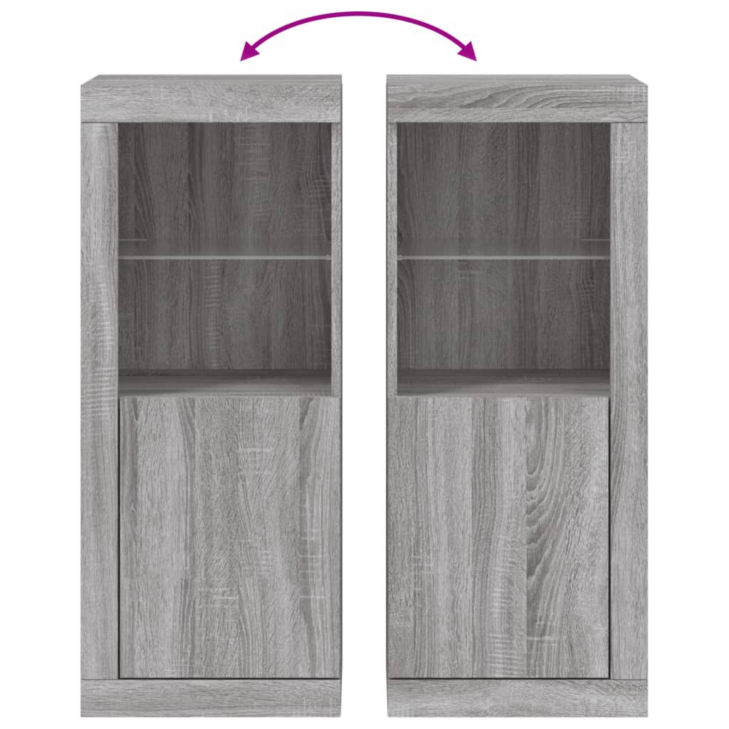 Schrank Sideboard mit LED Beleuchtung Grau Sonoma für Wohnzimmer & Flur Schrank Sideboard mit LED Beleuchtung Grau Sonoma für Wohnzimmer & Flur