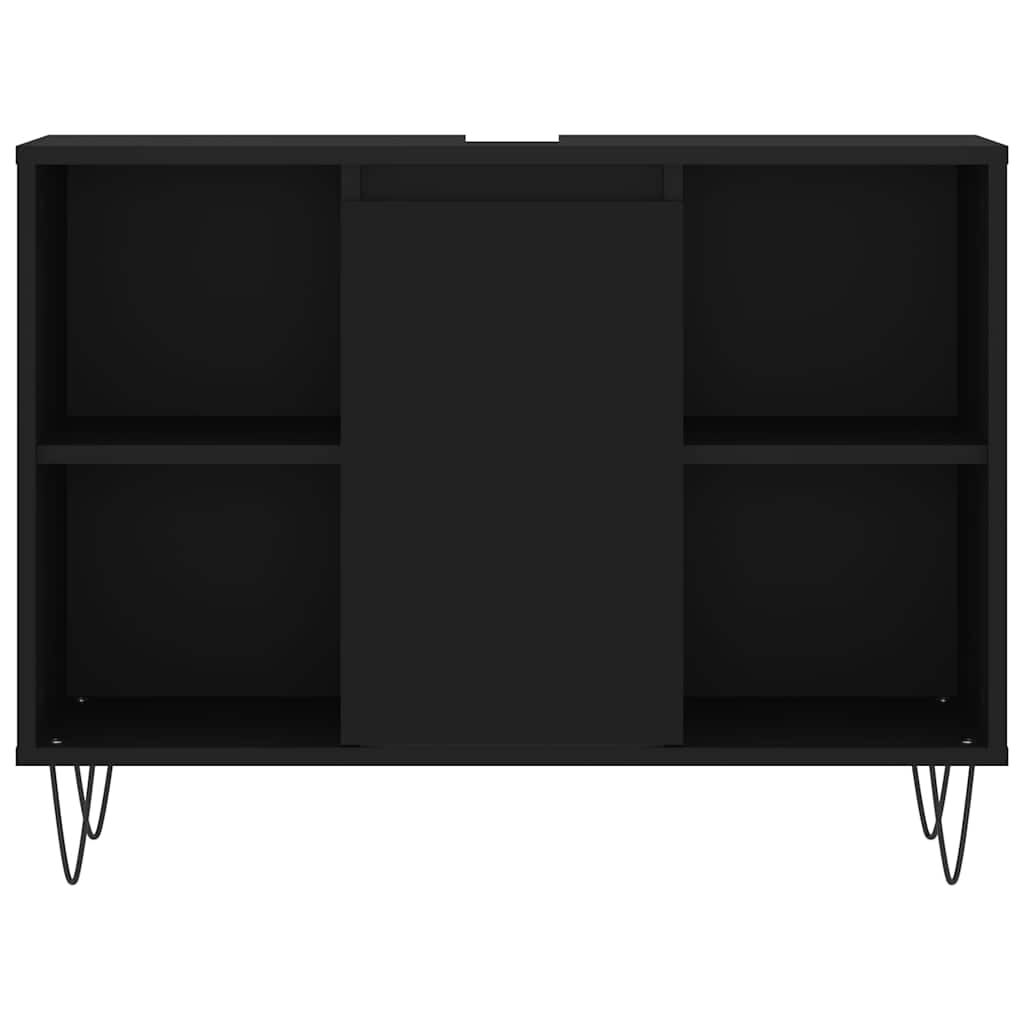 Badschrank Schwarz 80x33x60 cm Holzwerkstoff