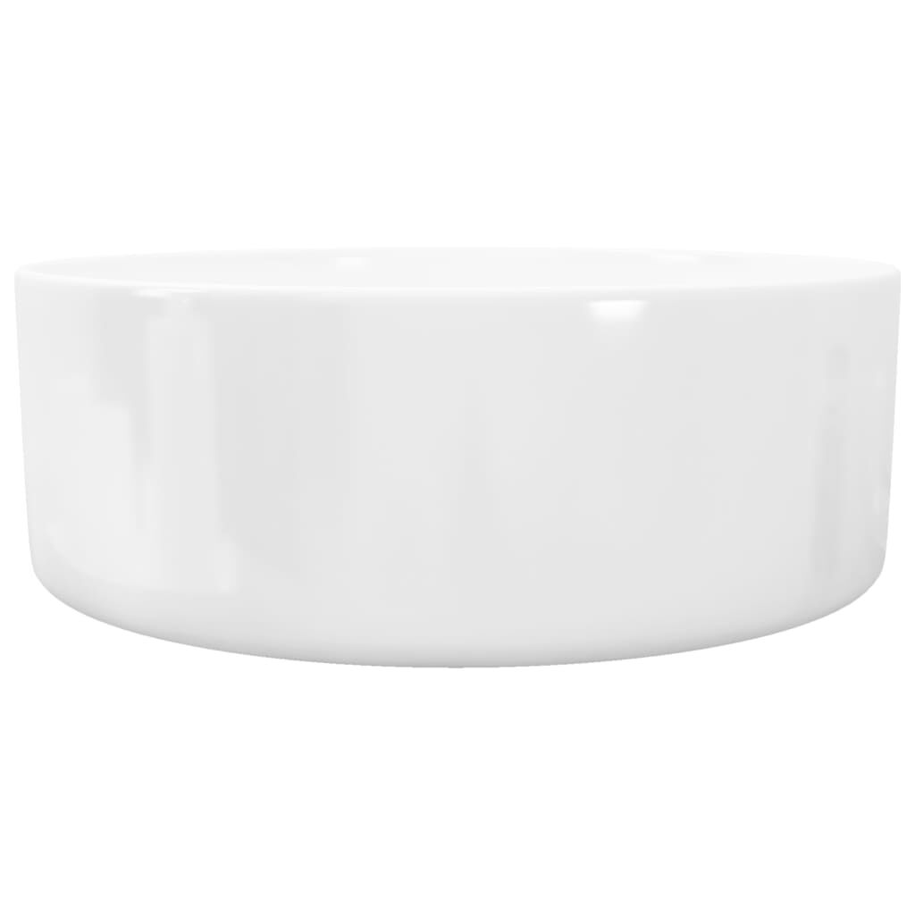 Rundes Waschbecken 40 cm aus Keramik in Weiß modernes Design Gäste-WC und Bad