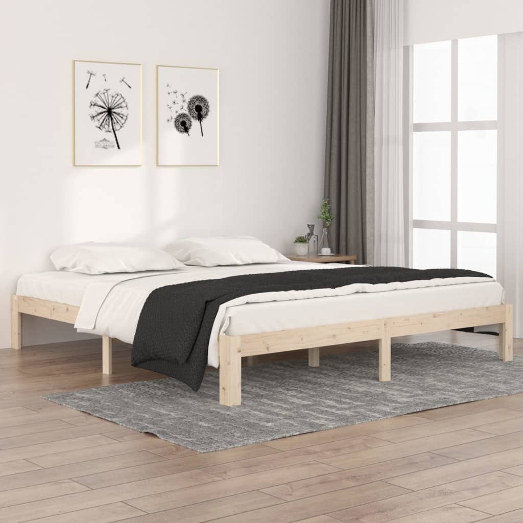 Doppelbett Holzbett 180x200 cm Naturholz für gemütlichen Schlaf Rustikal Modern Doppelbett Holzbett 180x200 cm Naturholz für gemütlichen Schlaf Rustikal Modern