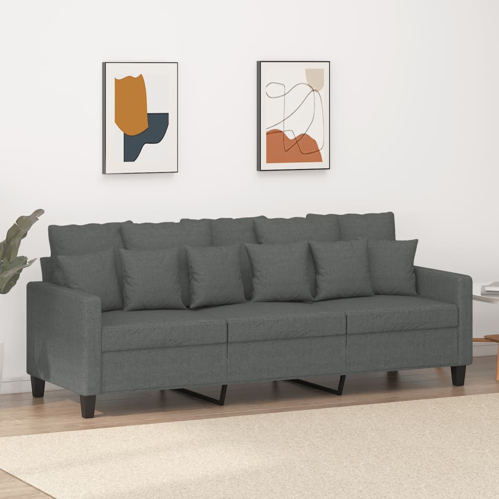 3-Sitzer Sofa Dunkelgrau Stoff 180 cm Couch Wohnzimmer