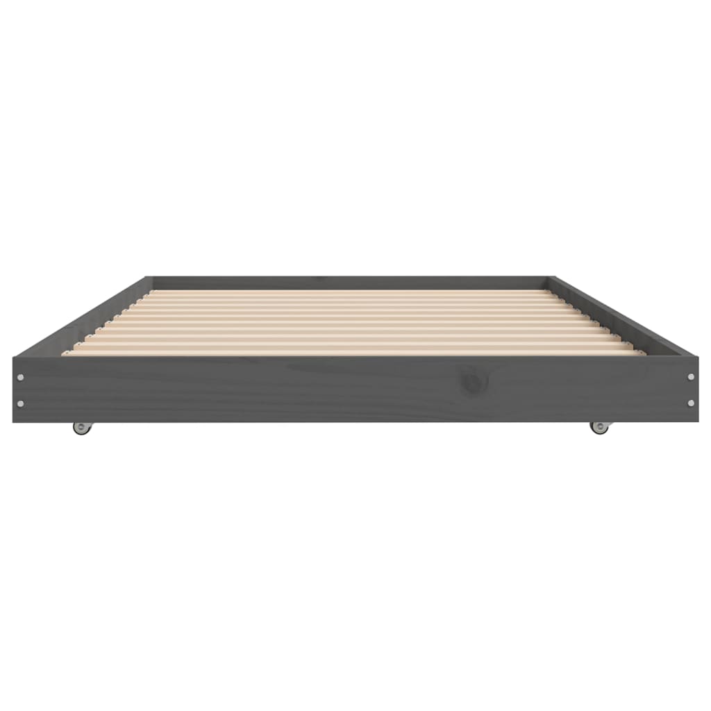 Bettgestell Grau 90x190 cm 3FT Einzelbett Massivholz Kiefer robust modern