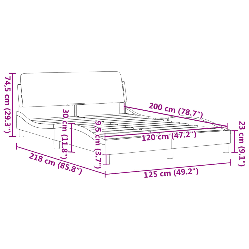 Bettgestell 120x200 cm – Kunstleder Schwarz mit Kopfteil Komfort modern Bettgestell 120x200 cm – Kunstleder Schwarz mit Kopfteil Komfort modern