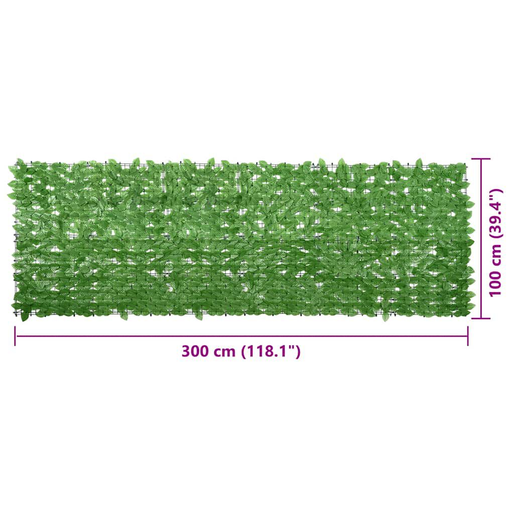 vidaXL Balkon-Sichtschutz mit Grünen Blättern 300x100 cm