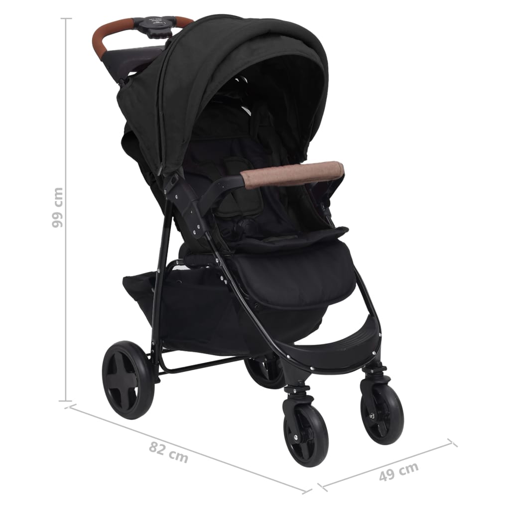 3in1 Kinderwagen Anthrazit Stahl