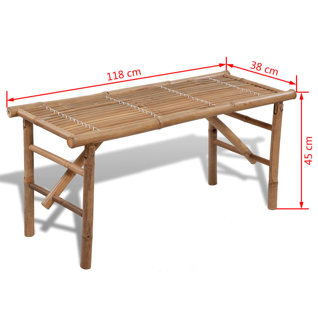 Bambusbank Klappbar 118x38x45 cm Witterungsbeständig