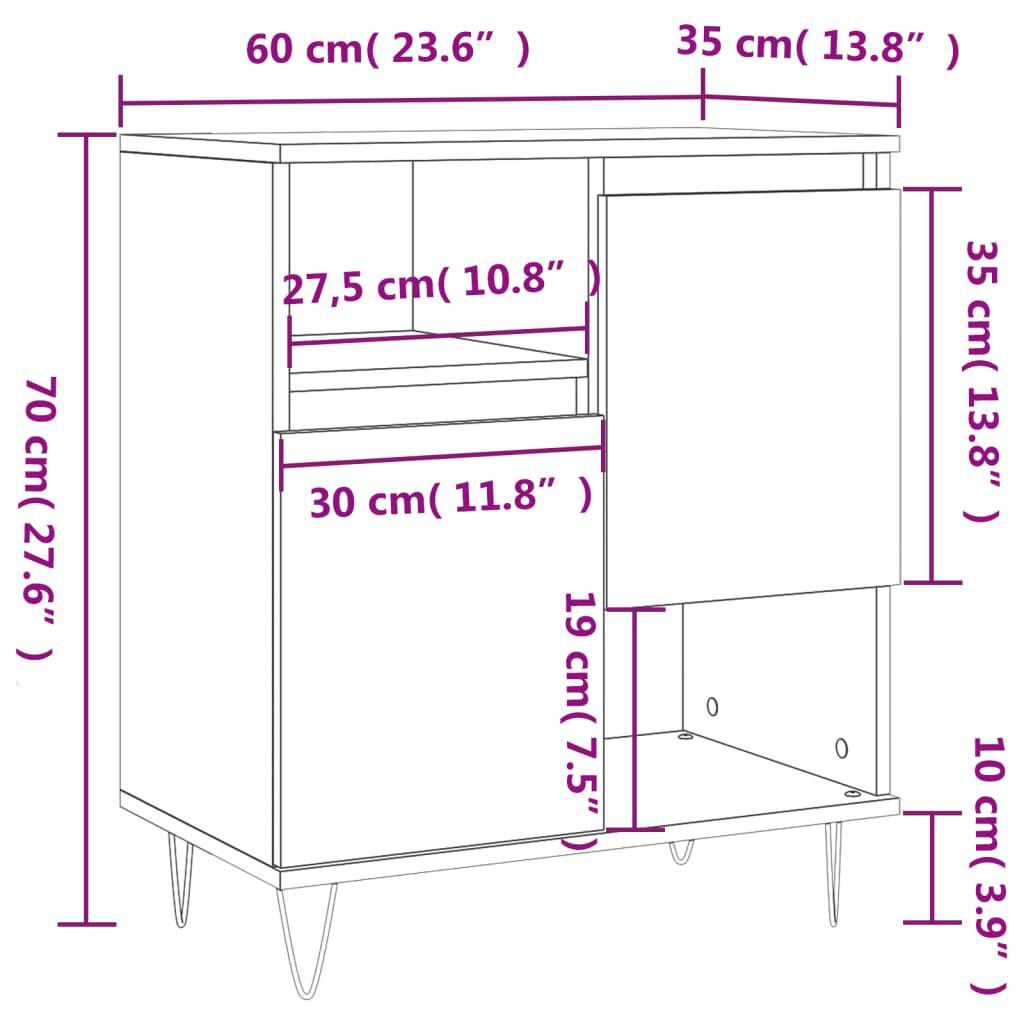 Sideboard mit Türen 60 cm breit in Sonoma Eiche Optik Wohnzimmer Flur modern Sideboard mit Türen 60 cm breit in Sonoma Eiche Optik Wohnzimmer Flur modern