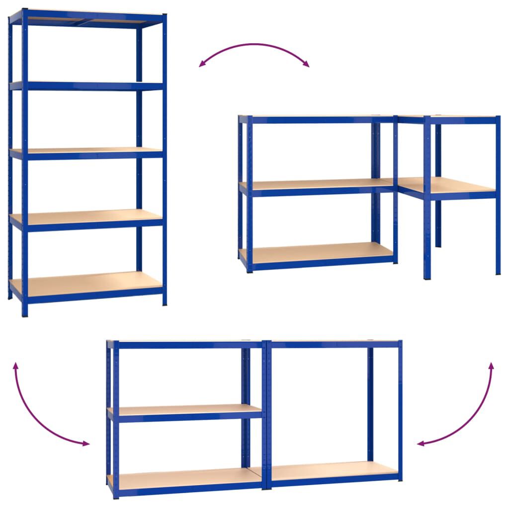 Regalset Regalsystem Blau 2 Stück mit 5 Böden aus Stahl und Holzwerkstoff stabil Regalset Regalsystem Blau 2 Stück mit 5 Böden aus Stahl und Holzwerkstoff stabil