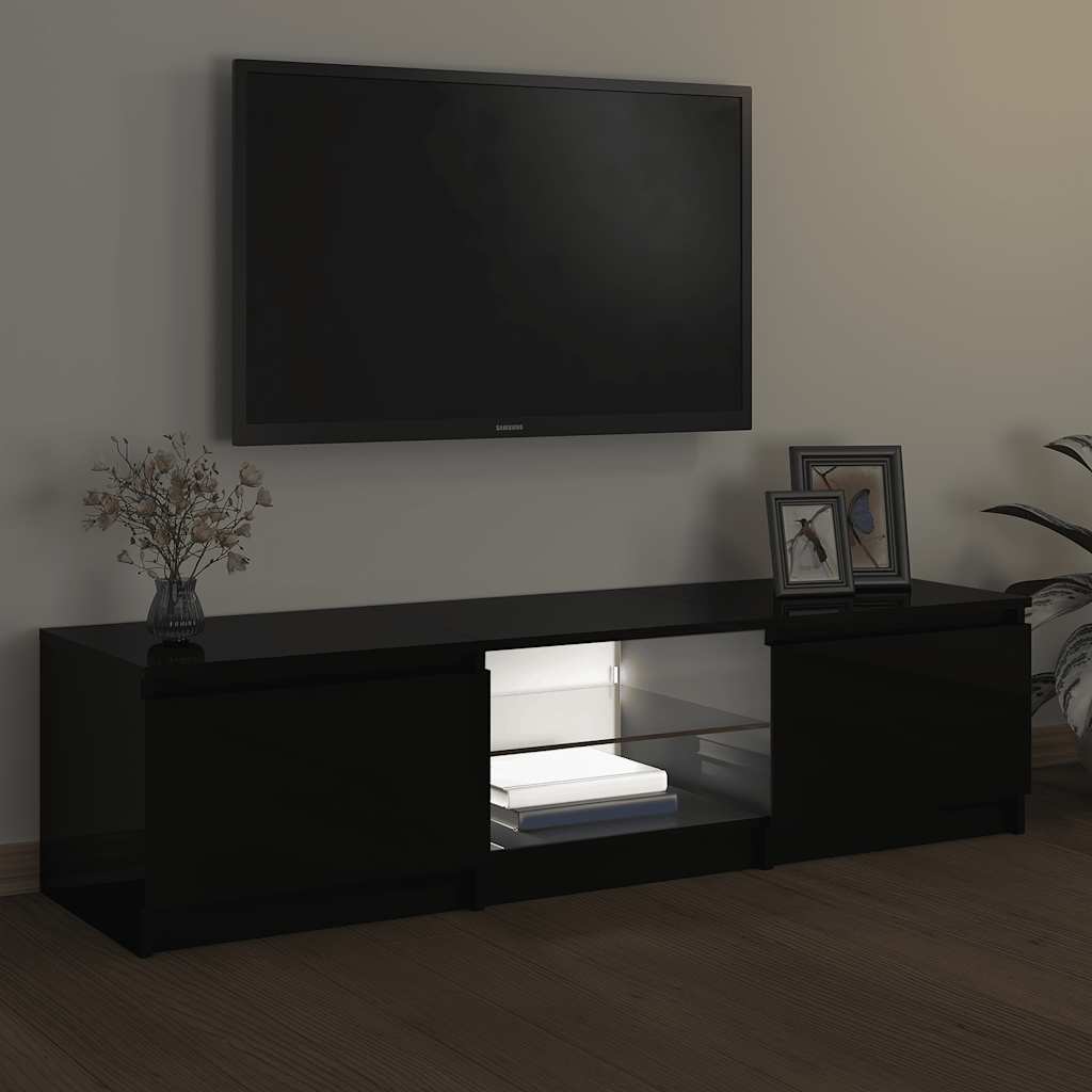 TV-Schrank mit LED-Leuchten Schwarz 140x40x36 cm