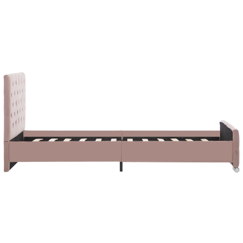 Bettgestell Rosa 90x200 cm Weicher Samt hochwertiger Look Modern stilvoll Bettgestell Rosa 90x200 cm Weicher Samt hochwertiger Look Modern stilvoll