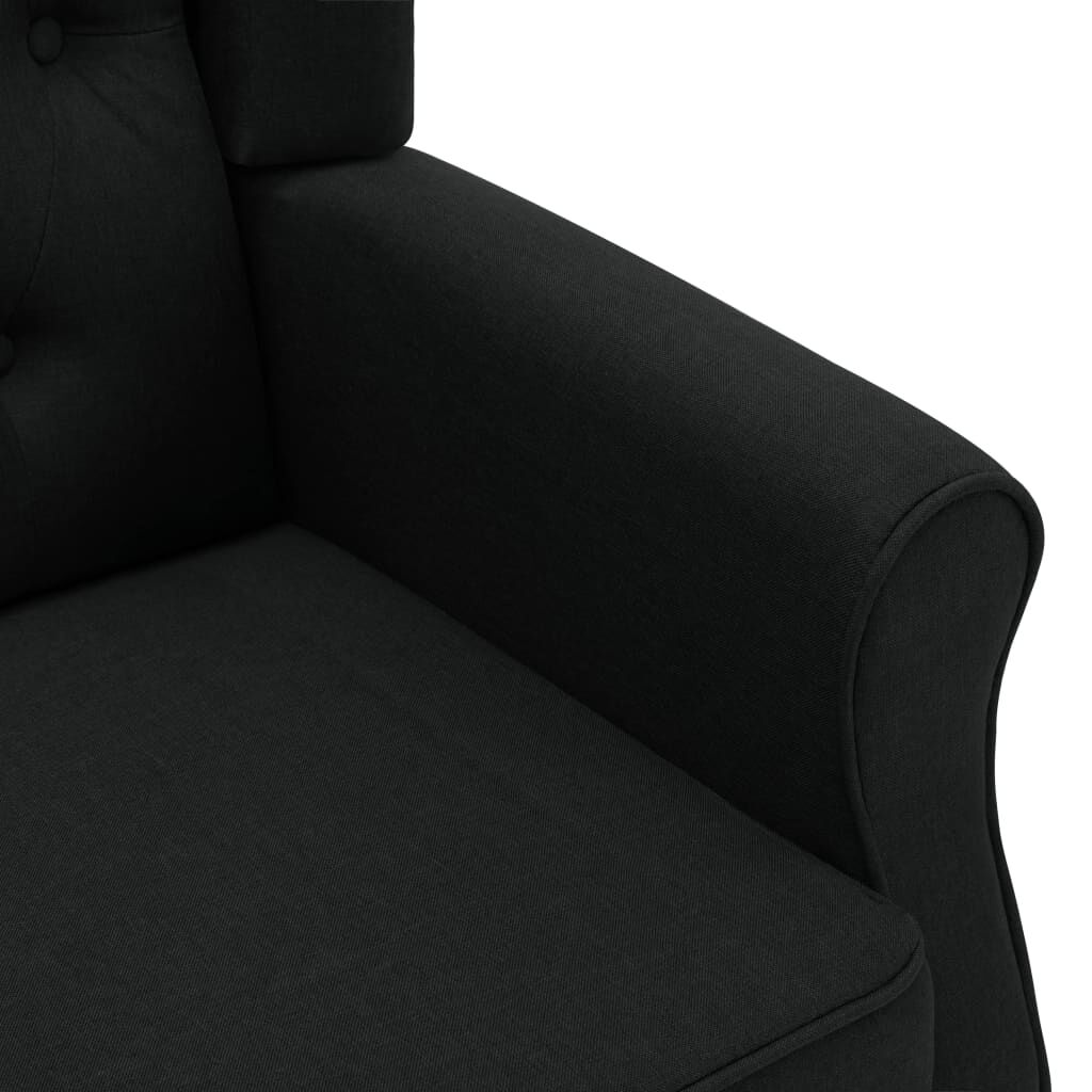 Sessel mit Fußhocker Schwarz Stoff gemütlich modern für Wohn oder Schlafzimmer Sessel mit Fußhocker Schwarz Stoff gemütlich modern für Wohn oder Schlafzimmer