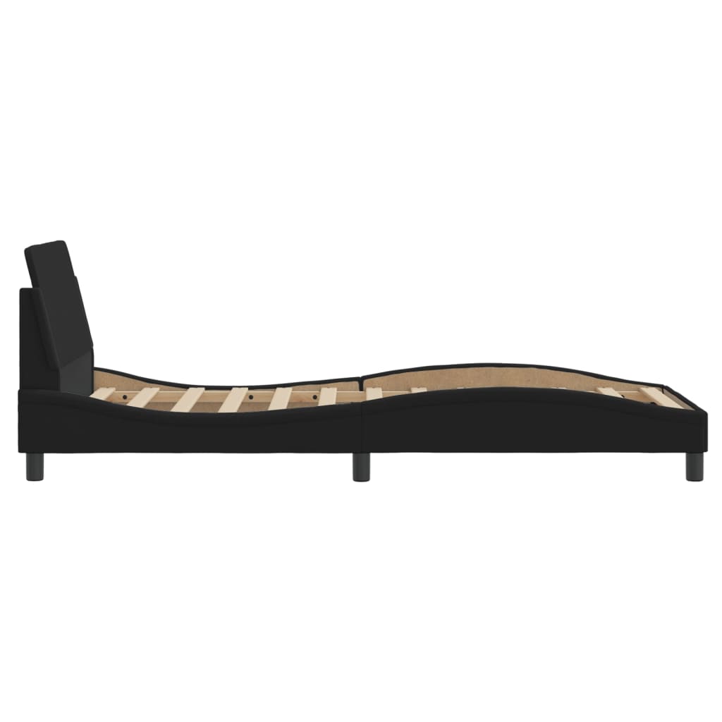 Bettgestell Schwarz 90x190 cm mit Kopfteil mehr Komfort Zeitloses Stoffdesign Bettgestell Schwarz 90x190 cm mit Kopfteil mehr Komfort Zeitloses Stoffdesign
